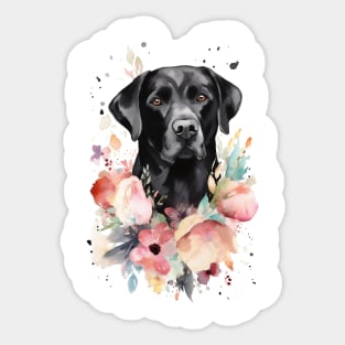 Pet Dog Portrait, Dog Owner Gift Idea, Cute Black Lab Watercolor Dog Portrait Sticker